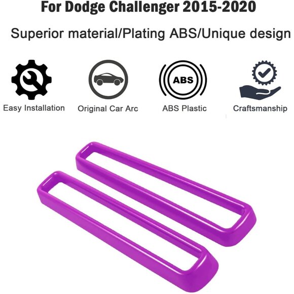 Front Grille Inserts Cover Trim Kit fit for 2015-2021 Dodge Challenger (Purple) - Picture 4 of 8
